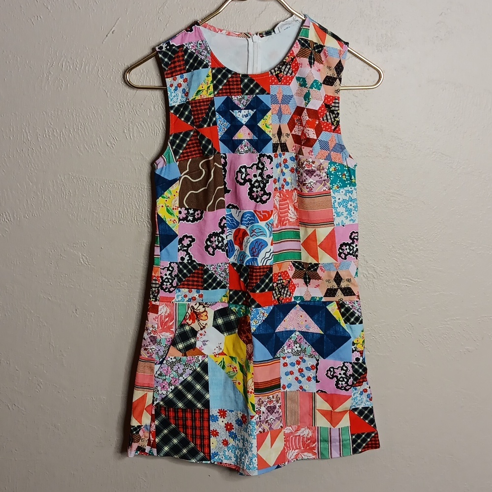 Desigual Patchwork Print Skort Romper Size XS - image 1